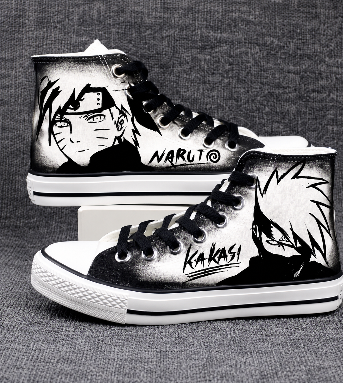 ๐ฅท Naruto & Kakashi Custom Converse-Style High Top Canvas Sneakers ๐๐ฅ | Naruto Anime Shoes |
