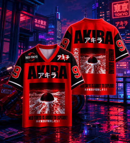 🏍️ Akira Anime Jersey 🔥 | Premium Streetwear Oversized Tee | Multiple Sizes Available 🎌 Red V4