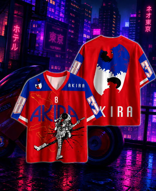 🏍️ Akira Anime Jersey 🔥 | Premium Streetwear Oversized Tee | Multiple Sizes Available 🎌 Red V5