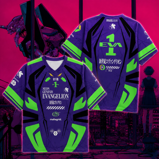🟣 Neon Genesis Evangelion Anime Jersey 👾⚡ |Purp