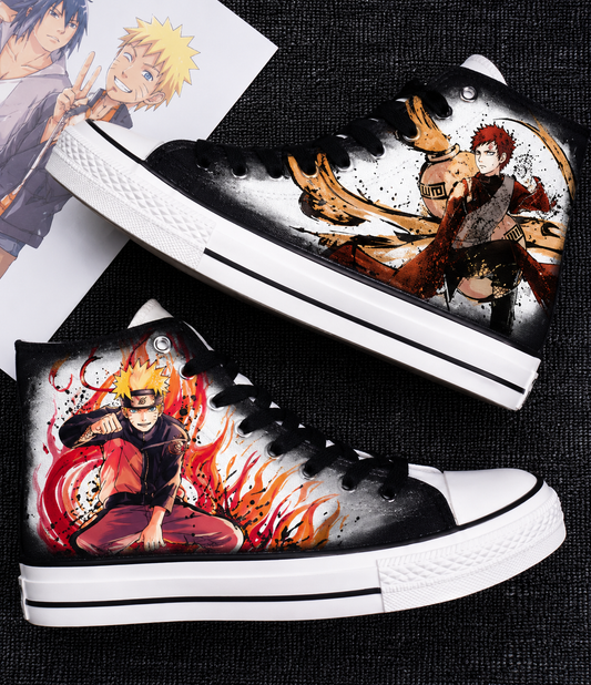 🥷 Kakashi & Itachi Custom Converse-Style High Top Canvas Sneakers 👟👁️ | Naruto Anime Shoes |