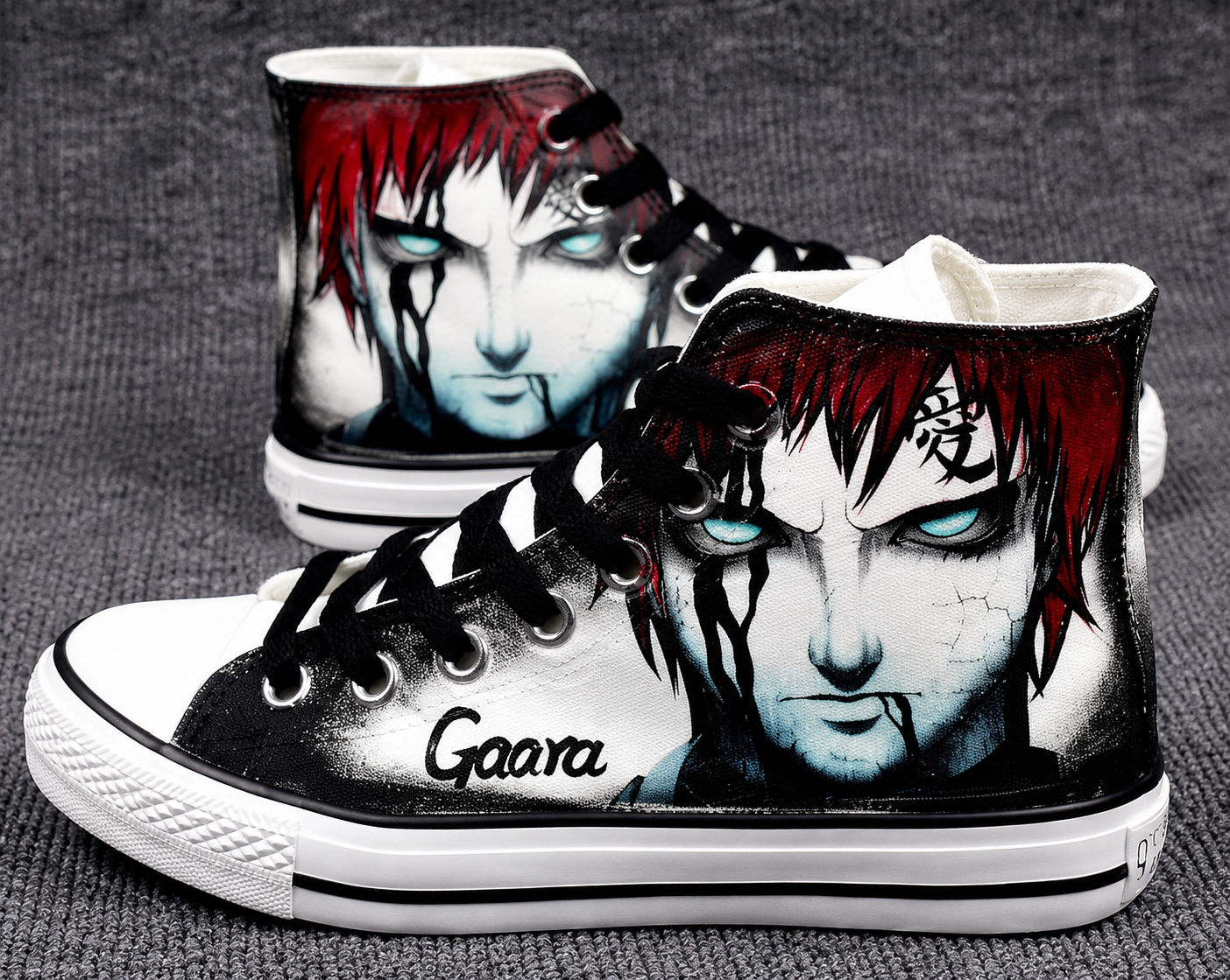 🎮 Naruto Gaara Custom Converse High Top Canvas Sneakers 🌵👟 | Anime Shoes |