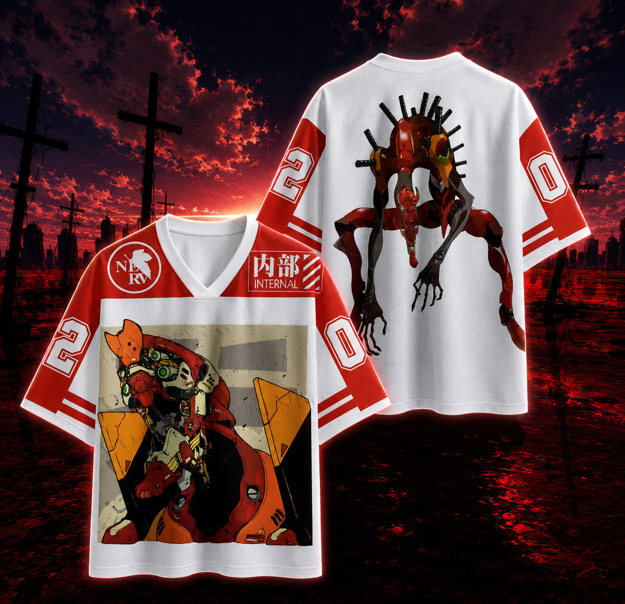 ♥️ Neon Genesis Evangelion Anime Jersey 👾⚡ | Orange V1