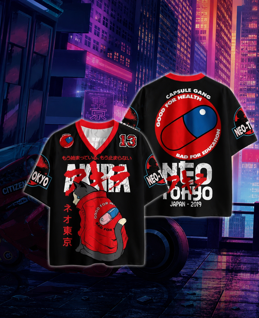 🏍️ Akira Anime Jersey 🔥 | Premium Streetwear Oversized Tee | Multiple Sizes Available 🎌 Red V2