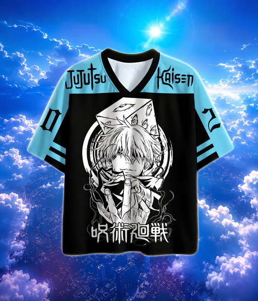 ⚡ 🔵 Jujutsu Kaisen Gojo Anime Jersey 👁️ | Premium Oversized Jersey | Blue 🔵