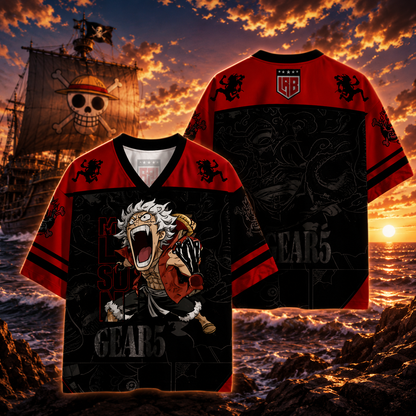 🏴‍☠️ One Piece Luffy Anime Jersey 👒 | Red ♥️