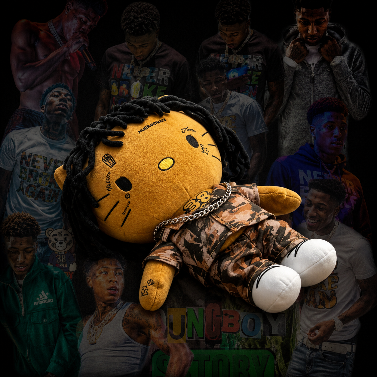 💚🖤 NBA YoungBoy's Fat Babi Plush 🎤⛓️💵✨