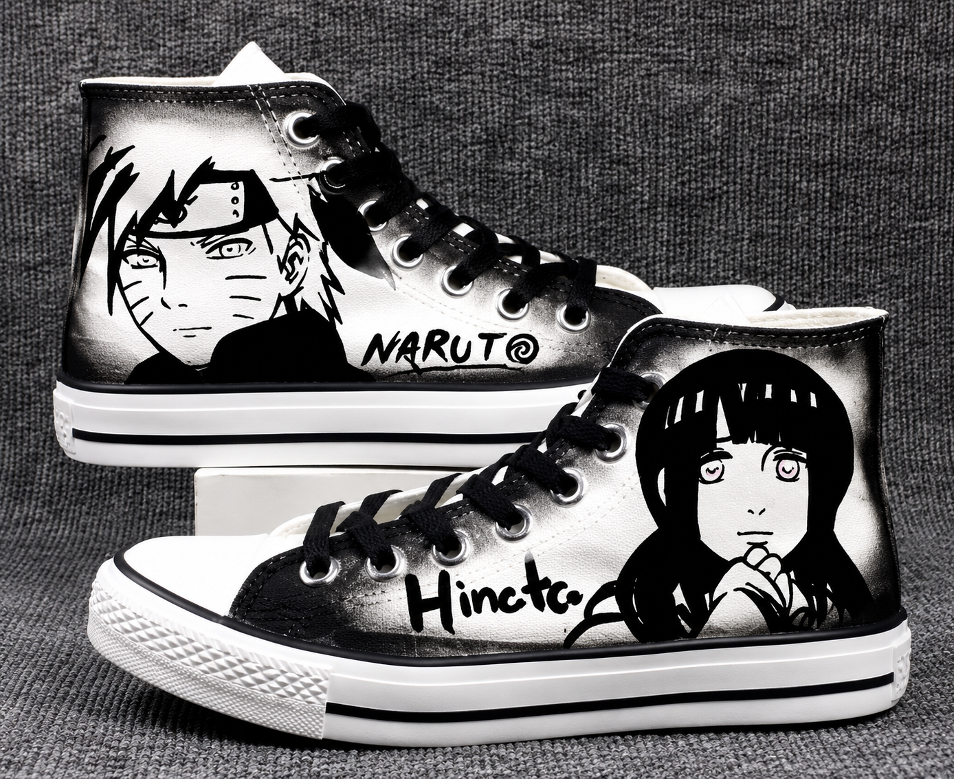 🍥 Naruto & Hinata Custom Converse-Style High Top Canvas Sneakers 👟💕 | Naruto Anime Shoes | All Sz