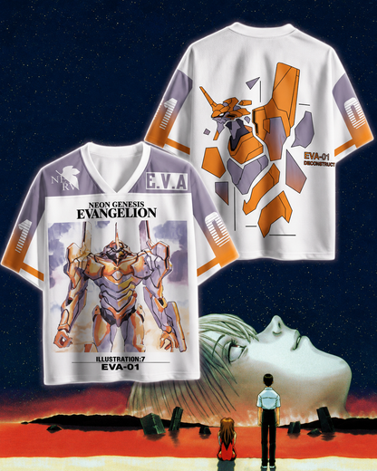 🧡 Neon Genesis Evangelion Anime Jersey 👾⚡ | Purp & Orange 🧡