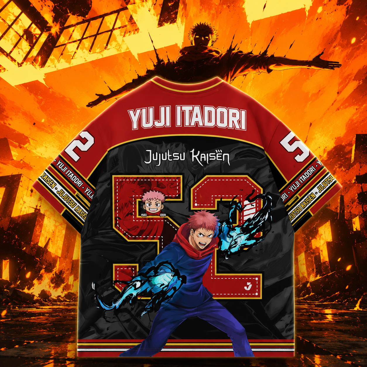 ⚡ Jujutsu Kaisen Yuji Anime Jersey 👁️ | Premium Oversized Jersey
