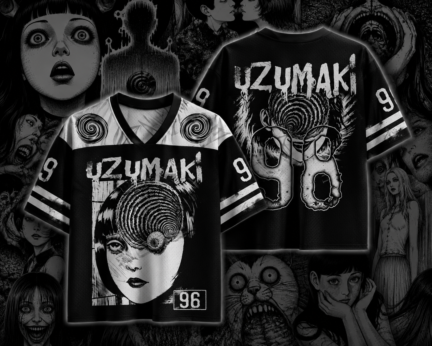 🌀 Junji Ito Uzumaki Anime Jersey 👁️ | Premium Horror Manga Inspired 👻 |