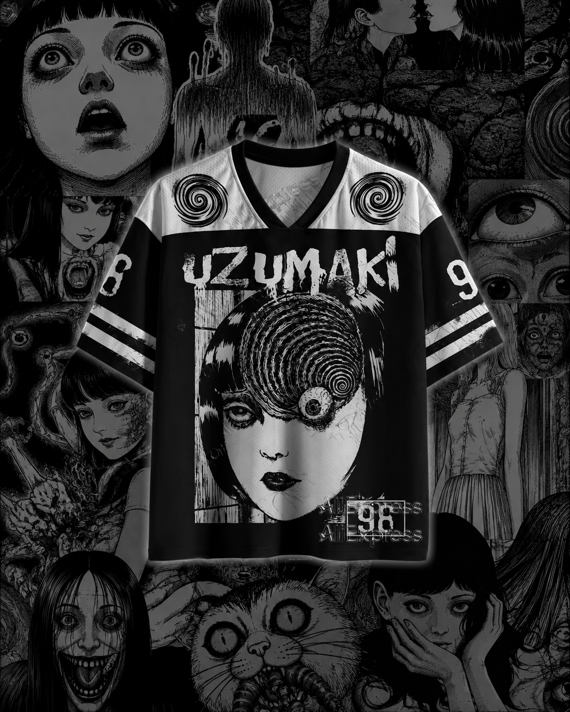 🌀 Junji Ito Uzumaki Anime Jersey 👁️ | Premium Horror Manga Inspired 👻 |