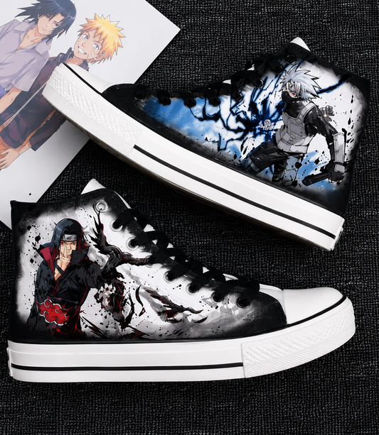 👟🔥 Itachi & Sasuke Custom Converse-Style High Top Canvas Sneakers | Naruto Anime Shoes | All Sizes