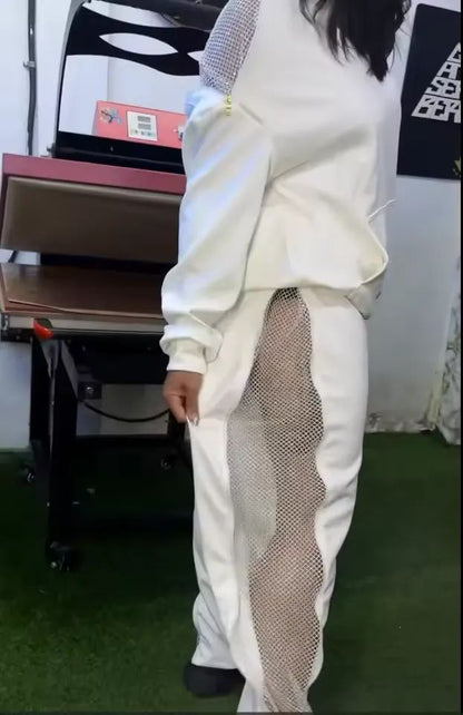 🤍🕊️Mesh Back White Hoodie & Jogger Set | Two-Piece Outfit 🕊️🤍